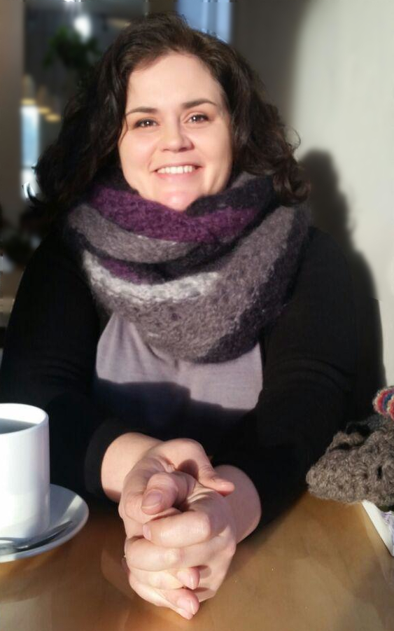 Selena E. L. Middleton with coffee and sunshine.